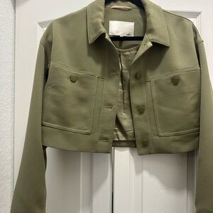 Wilfred Aritzia Olive Green Cropped Jacket